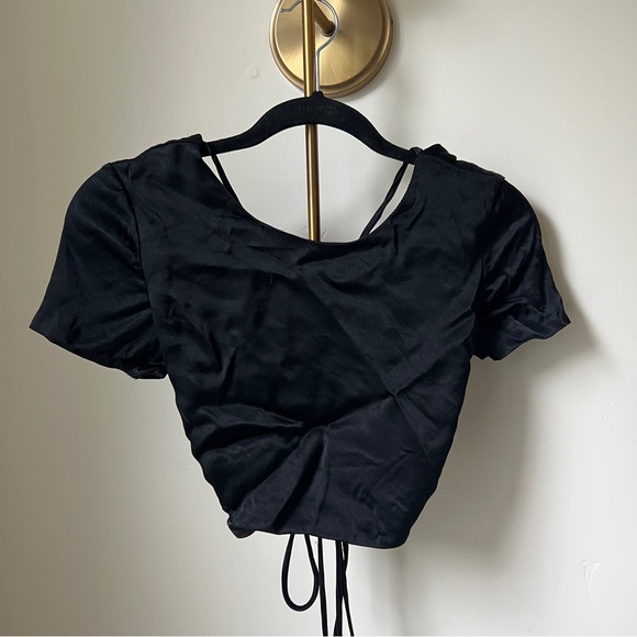 ZARA Satin-Effect Tie-Back Crop Top - Picture 5 of 8